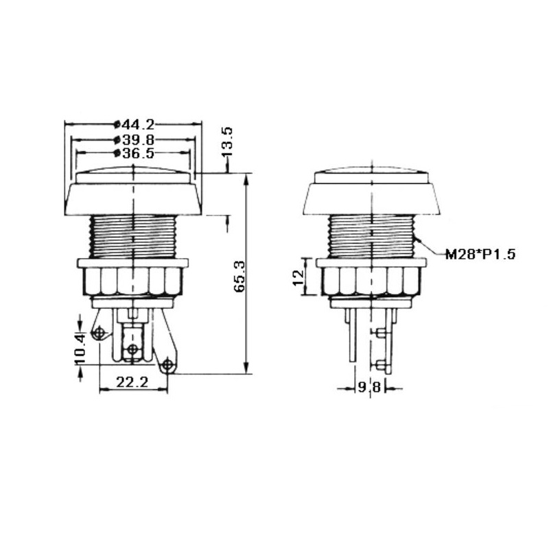 PULSADOR ARCADE ON-ON (SDPT) Ø44mm M28 12V VERDE - Imagen 3