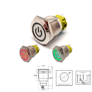 INTERRUPTOR ANTIVANDÁLICO 19mm OFF-ON 220V LED ROJO/VERDE