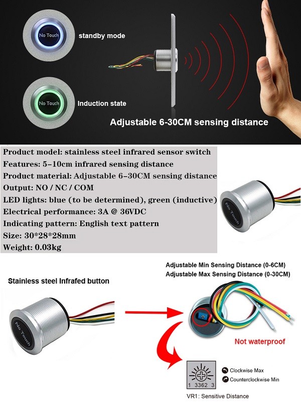 INTERRUPTOR IR SIN CONTACTO AJUSTABLE DC12V/24V CON LED - Imagen 3