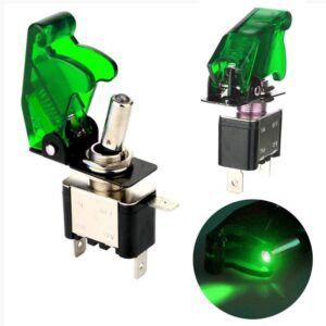 INTERRUPTOR PALANCA ON-OFF LED VERDE 12V CON PROTECTOR