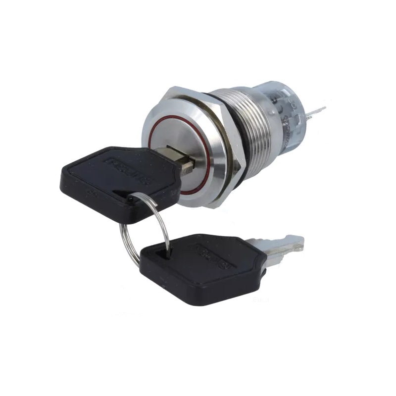 INTERRUPTOR DE LLAVE PLANA 1NA+1NC Ø22/19mm REDONDO METÁLICO