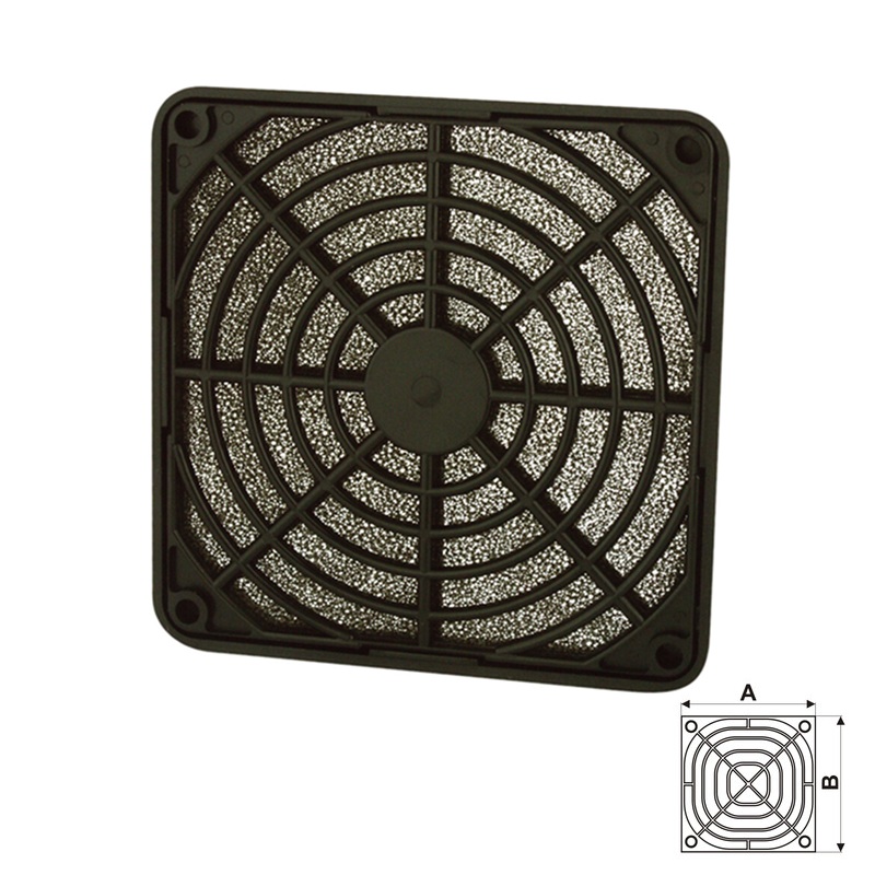 REJILLA VENTILADOR CON FILTRO 120x120mm NEGRO