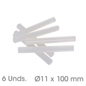 BARRAS PEGAMENTO TERMOFUSIBLE 6U Ø11x100mm TRANSPARENTE