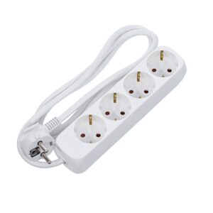 REGLETA ELÉCTRICA 4 SALIDAS SCHUKO, BLANCO, 1.5m