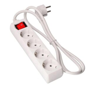REGLETA ELÉCTRICA 4 SALIDAS SCHUKO + INTERRUPTOR, BLANCO, 1.5m