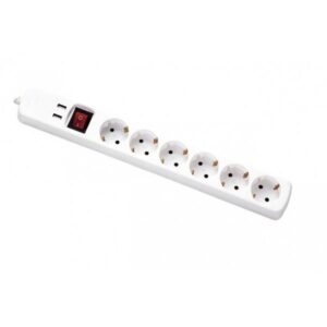 REGLETA ELÉCTRICA 6 SALIDAS SCHUKO CON PROTECCIÓN Y USB