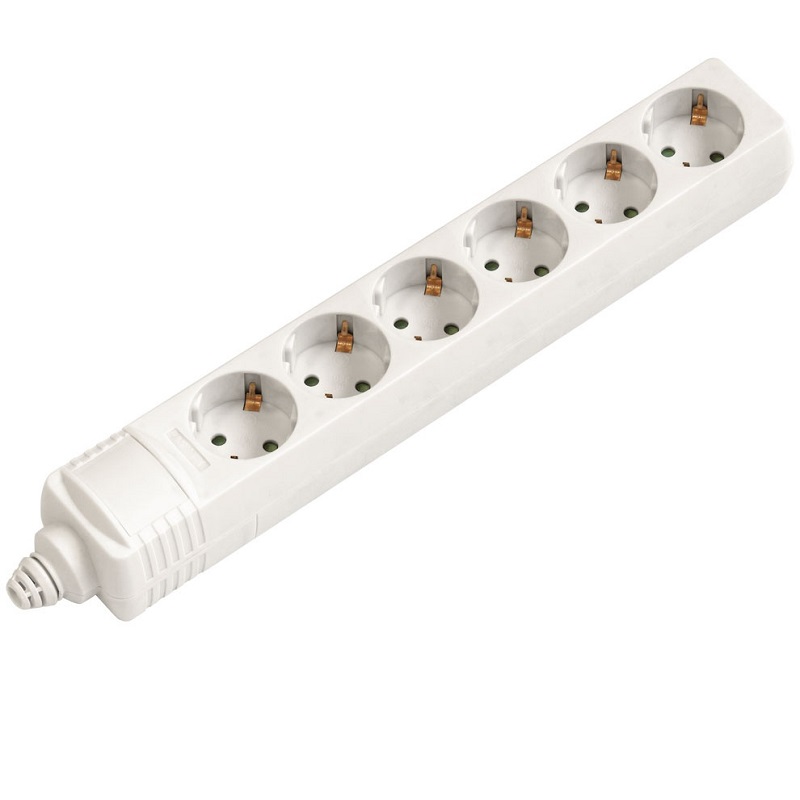 REGLETA ELÉCTRICA 6 SALIDAS SCHUKO BLANCO SIN CABLE