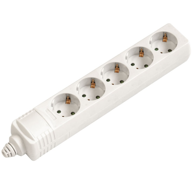 REGLETA ELÉCTRICA 5 SALIDAS SCHUKO, BLANCO, SIN CABLE