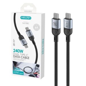 CABLE USB-C a USB-C 6A (240W) MAXAM NEGRO 1.5m