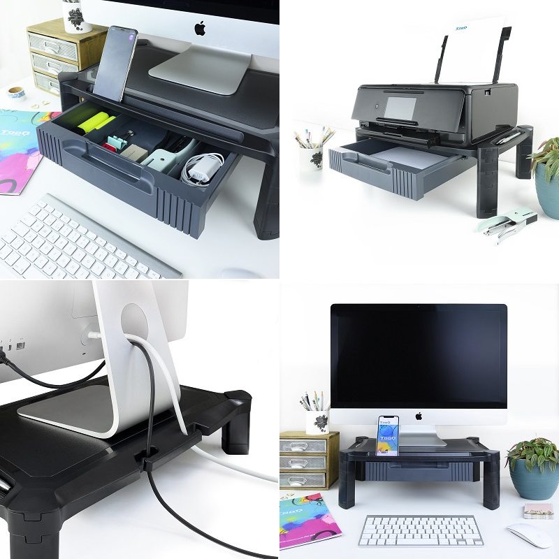 SOPORTE ELEVADOR MULTIUSOS CON CAJON TOOQ - Imagen 3