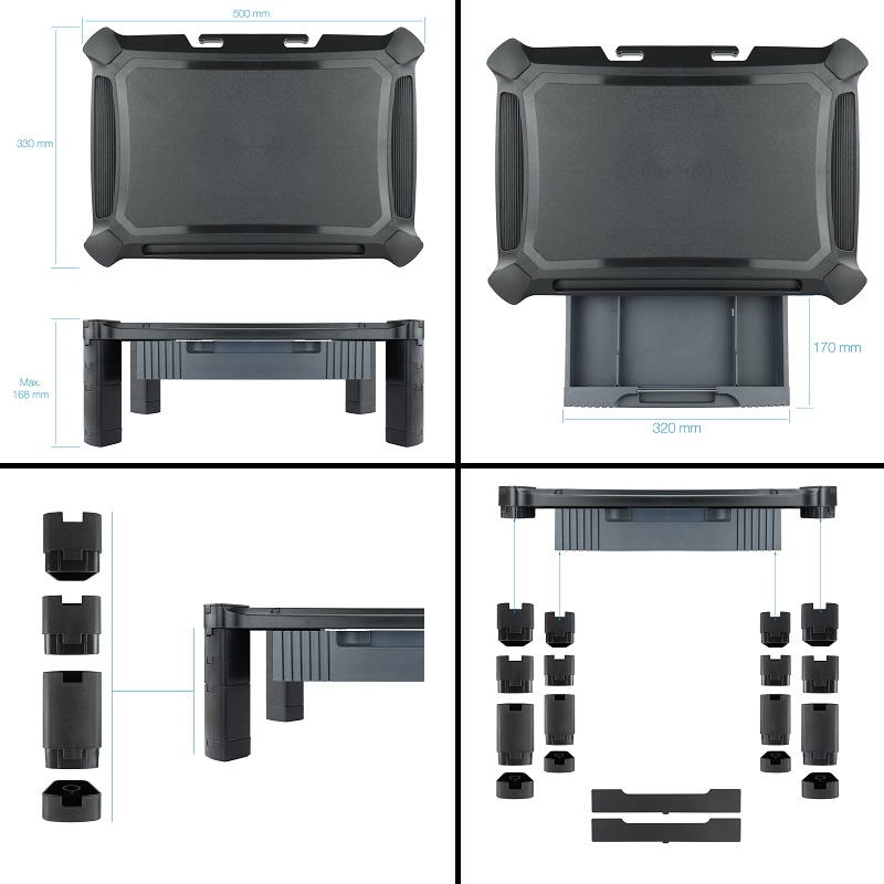 SOPORTE ELEVADOR MULTIUSOS CON CAJON TOOQ - Imagen 4