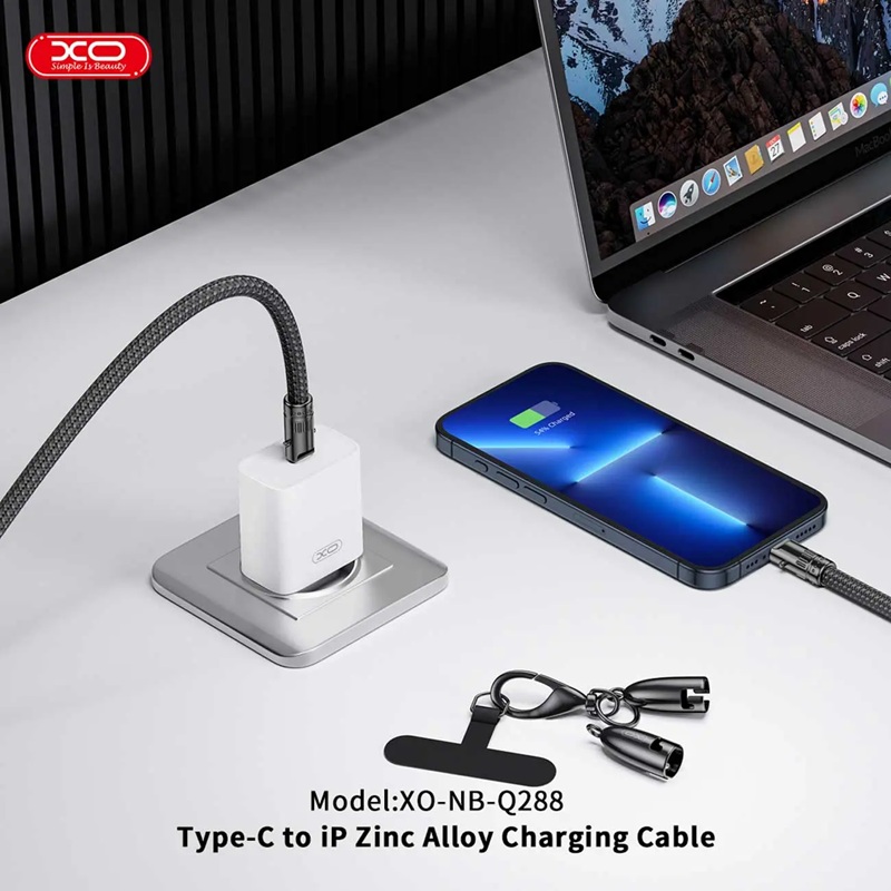 CABLE 2en1 USB-C a USB-C 60W CORDÓN CUELLO ZINC NEGRO 1.2m - Imagen 3