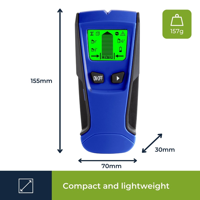 MULTIDETECTOR 3 EN 1 (METALES, MADERA, CABLES AC) DEM600 AZUL - Imagen 3