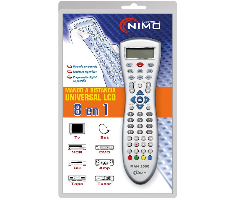 MANDO A DISTANCIA UNIVERSAL 8EN1 CON LCD - Imagen 3