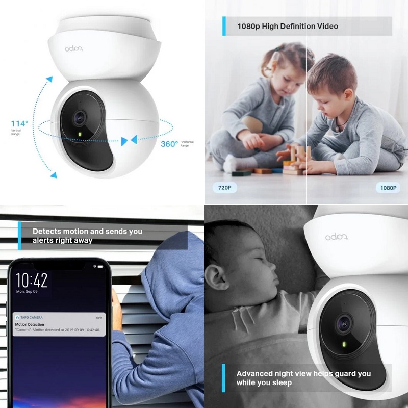 CÁMARA SEGURIDAD IP WiFi HOME 1080P 360º PAN/TILT TAPO TC70 - Imagen 3