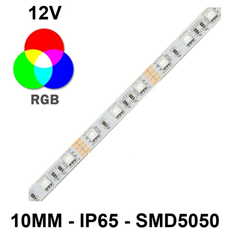 TIRA LEDS RGB 12V DC 72W 60LEDs/m SMD 5050 10mm IP65 METRO