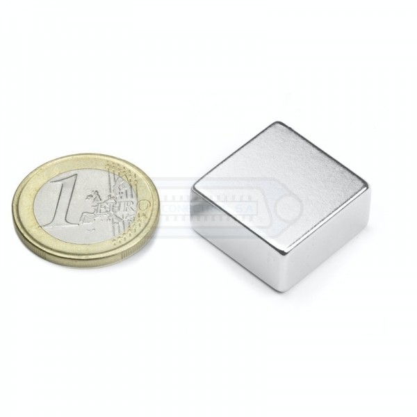 IMÁN DE NEODIMIO BLOQUE NIQUELADO 20x20x10mm 12kg N42