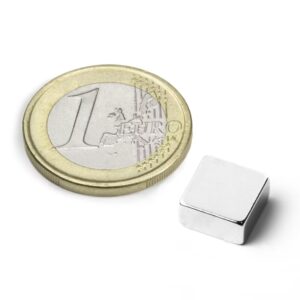 IMÁN DE NEODIMIO BLOQUE NIQUELADO 10x10x3mm 1.7kg N42