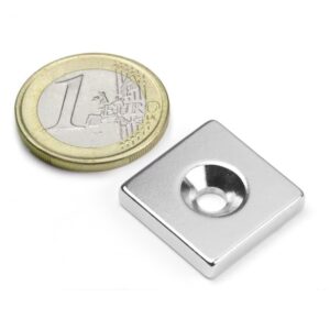 IMÁN DE NEODIMIO BLOQUE NIQUELADO 20x20x4mm 7.5kg N35