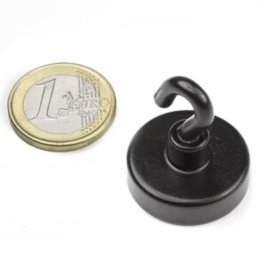 IMÁN DE NEODIMIO GANCHO NEGRO M4 Ø25.3mm 16kg N38