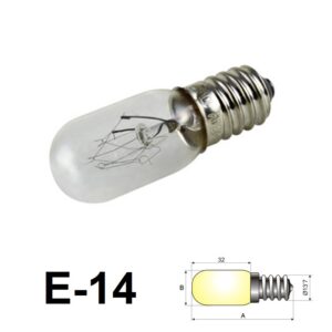LAMPARITA DE FILAMENTO Ø18mm E14 AC 220V 15W FRIGORÍFICO