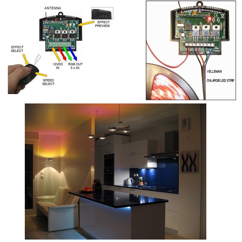 GENERADOR EFECTOS TIRAS LED RGB C/ MANDO RF VELLEMAN - Imagen 3