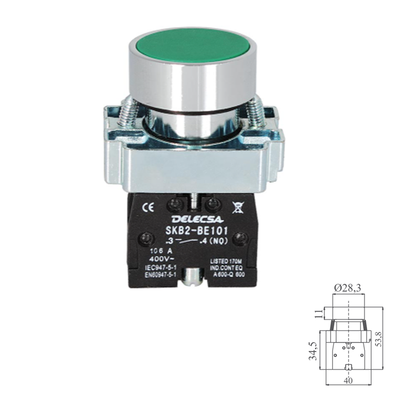 PULSADOR REDONDO Ø22mm 5A/240V AC/DC 1NO SERIE 7800 VERDE