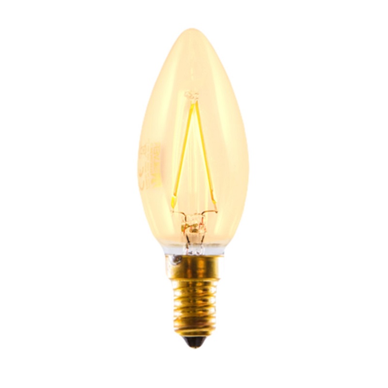 BOMBILLA LED FILAMENTO VELA GOLD Ø35mm 3W 230V 300Lm 2200K E-14