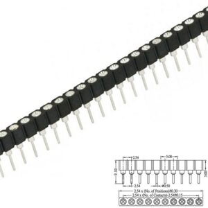 TIRA DE PINES HEMBRA 64P x1 FILA 2.54mm REDONDO RECTO