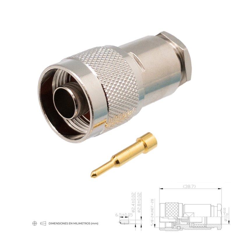 CONECTOR N MACHO AÉREO RECTO SOLDAR RG213