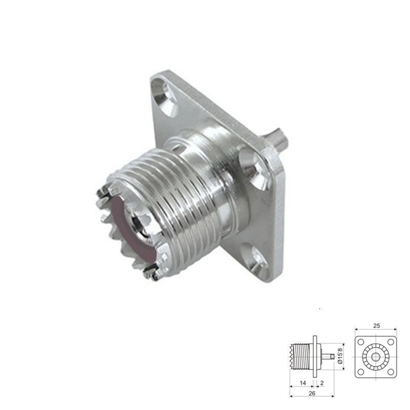 CONECTOR PL-259 (UHF) HEMBRA CHASIS CUADRADO TORNILLO