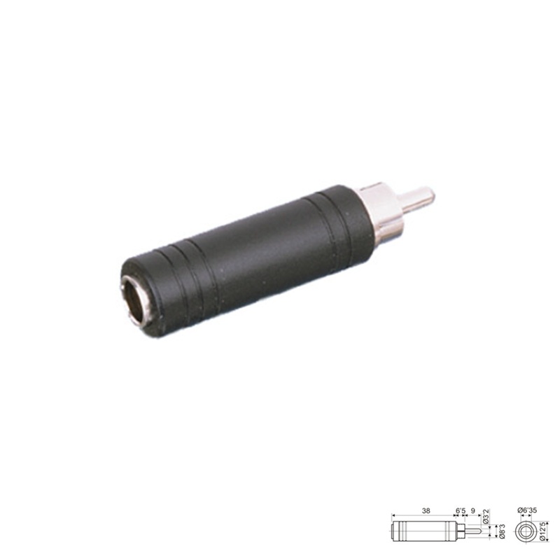 ADAPTADOR RCA MACHO - JACK 6.3mm HEMBRA ESTÉREO