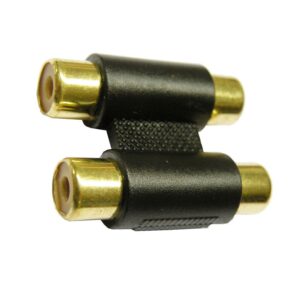 ADAPTADOR RCA DOBLE HEMBRA - HEMBRA PLÁSTICO DORADO