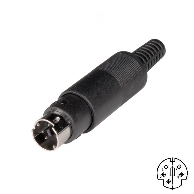 CONECTOR MINI DIN 5 PINES MACHO AÉREO