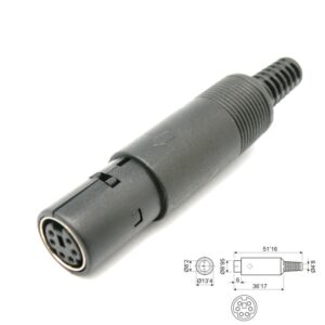 CONECTOR MINI DIN 6 PINES HEMBRA AÉREO