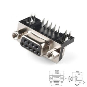 CONECTOR SUB-D 9P HEMBRA ACODADO 90º SOLDAR PCB