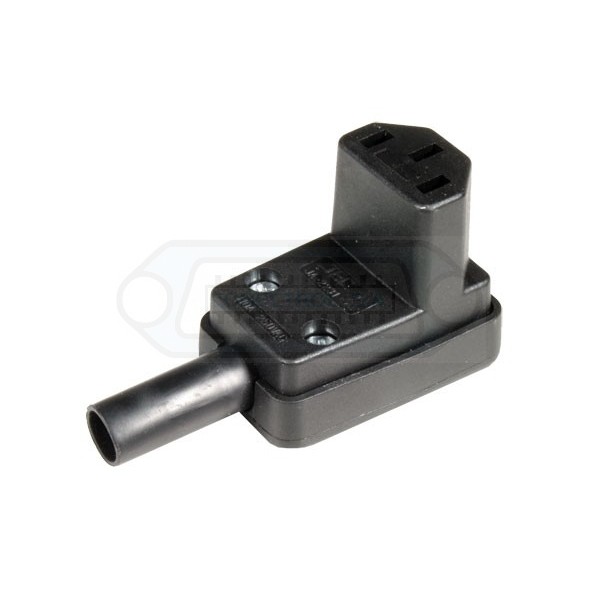 CONECTOR IEC 60320 C13 HEMBRA AÉREO 10A CODO FRONTAL