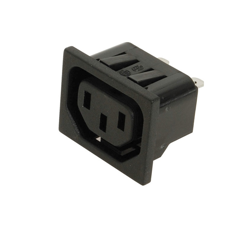 BASE IEC C13 HEMBRA 10A/250V PANEL PRESIÓN FASTON 6.3mm