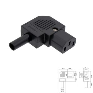CONECTOR IEC 60320 C13 HEMBRA AÉREO 10A CODO LATERAL