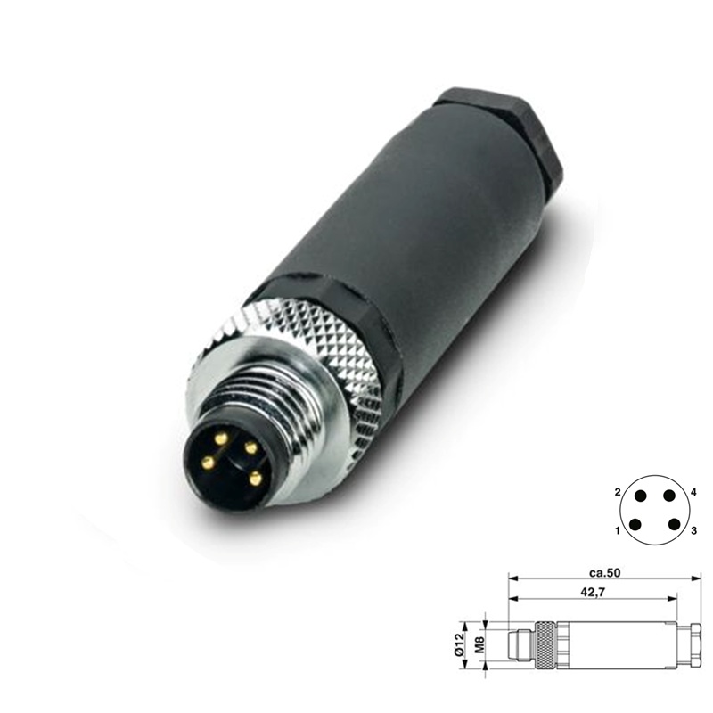 CONECTOR SACC 4P M8 MACHO AÉREO RECTO (SACC-M-8MS-4)