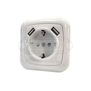 BASE SCHUKO EMPOTRAR + 2 USB BLANCO