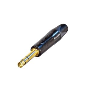CONECTOR JACK 6.35mm MACHO ESTÉREO AÉREO NEUTRIK DORADO/NEGRO