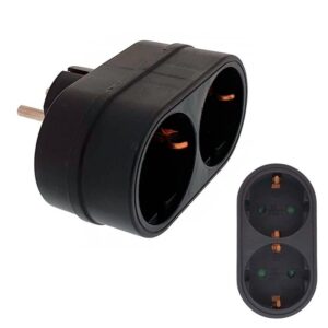 ADAPTADOR ELECTRICO 2 SALIDAS 3680W HORIZONTAL NEGRO