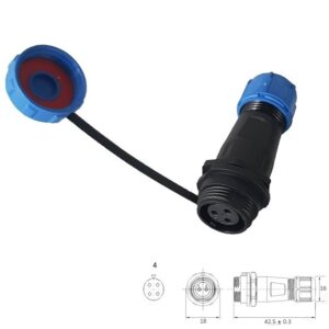 CONECTOR IP68 WATERPROOF 4 VÍAS HEMBRA AÉREO