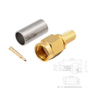 CONECTOR SMA MACHO AÉREO RECTO DORADO CRIMPAR RG58