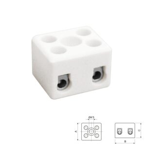 REGLETA CERÁMICA 2 POLOS 2.5mm² 16A/250VAC BLANCO
