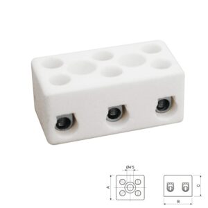 REGLETA CERÁMICA 3 POLOS 2.5mm² 16A/250VAC BLANCO