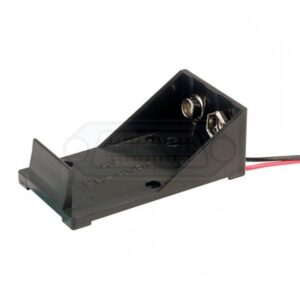 PORTAPILAS 1 PILA 9V CAJA ABIERTA NEGRO CABLE 0.15m