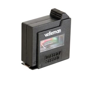 COMPROBADOR DE BATERÍAS PORTÁTIL AAA, AA, C, D, E-block, 9V, BOTÓN