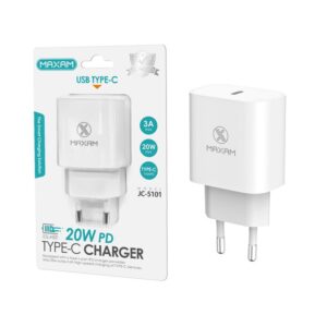 CARGADOR PARED USB-C 20W PD 3.0 MAXAM JC-5101 BLANCO